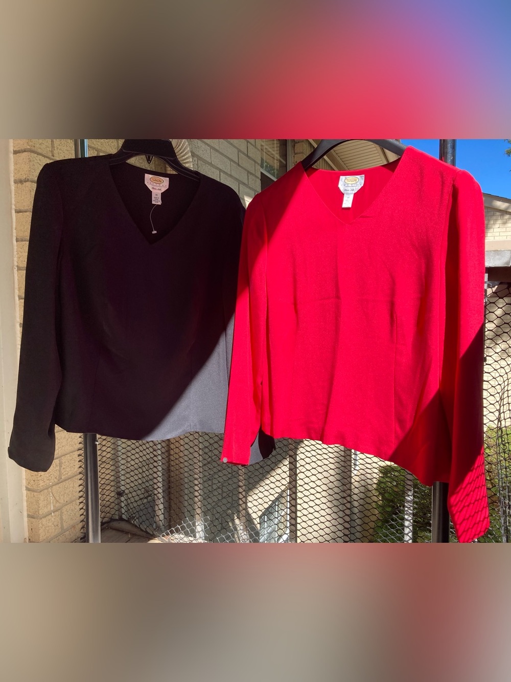 Talbots Long Sleeve Pure Silk Blouses Set of 2 Size Petite 14